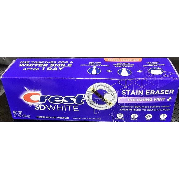 Crest 3D White Stain Eraser Teeth Toothpaste Polishing Mint 2.7oz EXP 2028 - Picture 1 of 7